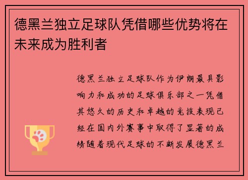 德黑兰独立足球队凭借哪些优势将在未来成为胜利者 德黑兰独立足球队凭借哪些优势将在未来成为胜利者